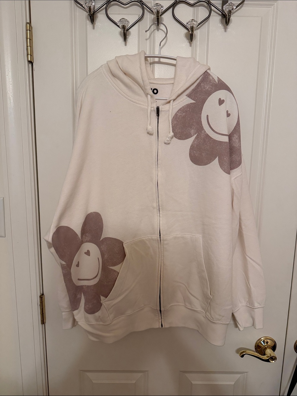 SO Cream Hooded Zip Sweatshirt with Black Logo
